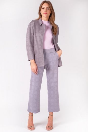 JAYLEY Grey Faux Suede Checked Jacket