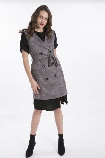 JAYLEY Grey Faux Suede Gilet | Waistcoat