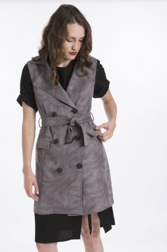 JAYLEY Grey Faux Suede Gilet | Waistcoat