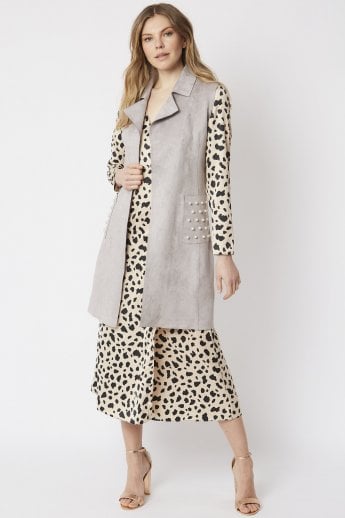 JAYLEY Grey Faux Suede Gilet | Waistcoat