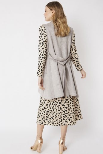 JAYLEY Grey Faux Suede Gilet | Waistcoat