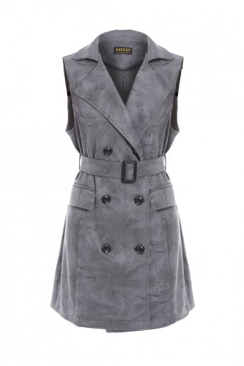 JAYLEY Grey Faux Suede Gilet | Waistcoat