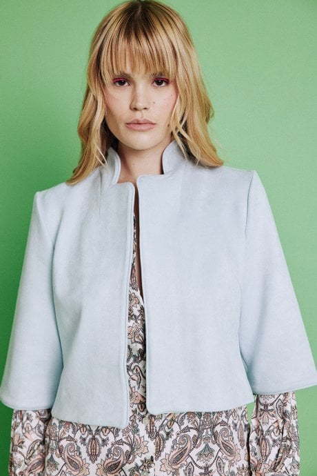 JAYLEY Grey Faux Suede Jacket