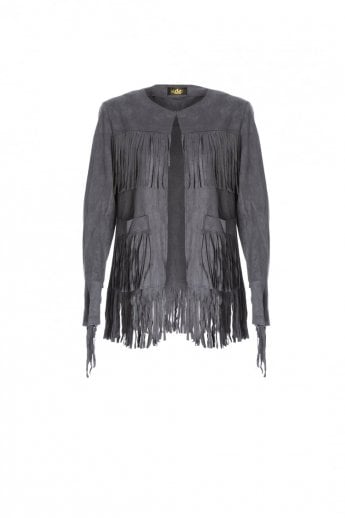 JAYLEY Grey Faux Suede Jacket