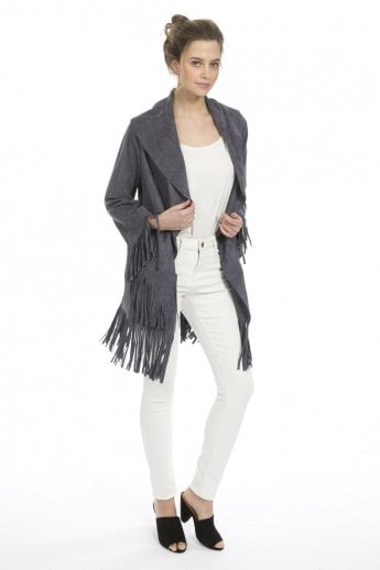 JAYLEY Grey Faux Suede Jacket