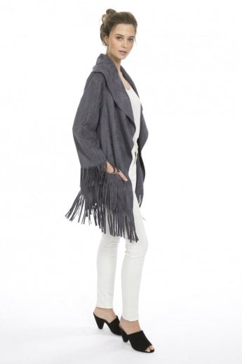 JAYLEY Grey Faux Suede Jacket