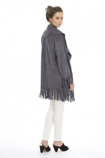 JAYLEY Grey Faux Suede Jacket
