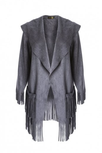 JAYLEY Grey Faux Suede Jacket