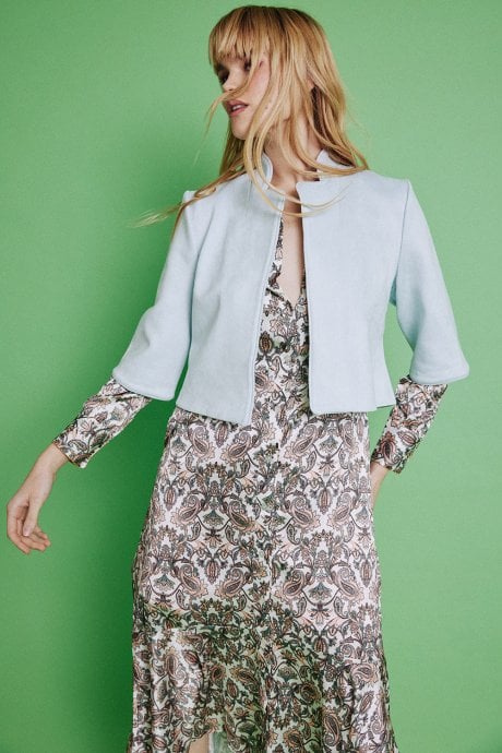 JAYLEY Grey Faux Suede Jacket