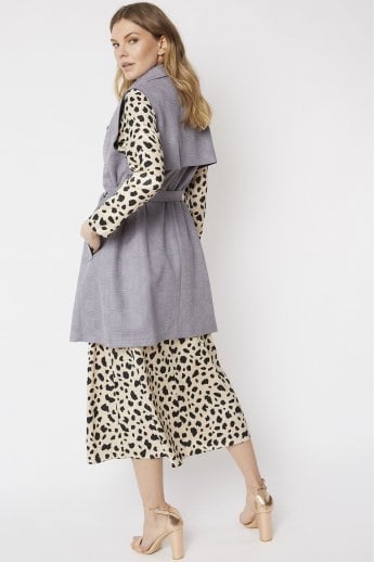 JAYLEY Grey Faux Suede Long Gilet | Waistcoat
