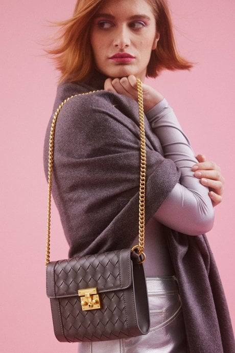 JAYLEY Grey Hand Woven Clutch Bag