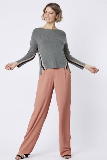 JAYLEY Grey Knitted Wool Sweater
