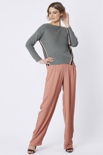 JAYLEY Grey Knitted Wool Sweater