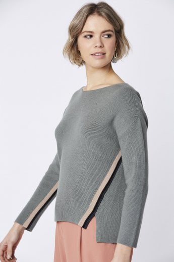 JAYLEY Grey Knitted Wool Sweater