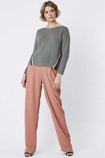 JAYLEY Grey Knitted Wool Sweater