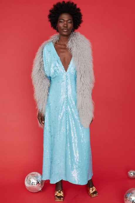 JAYLEY Grey Long Mongolian Fur Scarf