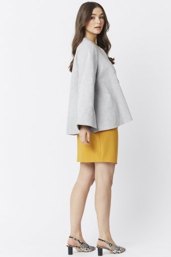 JAYLEY Grey Luxury Faux Suede Jacket