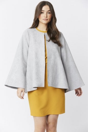 JAYLEY Grey Luxury Faux Suede Jacket