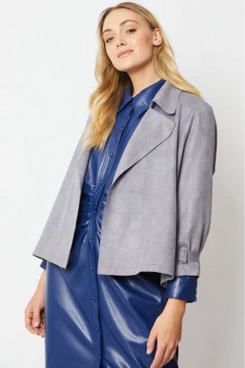 JAYLEY Grey Luxury Faux Suede Jacket