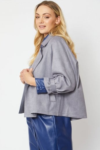 JAYLEY Grey Luxury Faux Suede Jacket