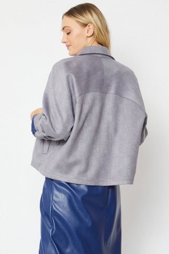 JAYLEY Grey Luxury Faux Suede Jacket
