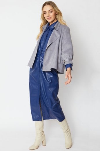 JAYLEY Grey Luxury Faux Suede Jacket