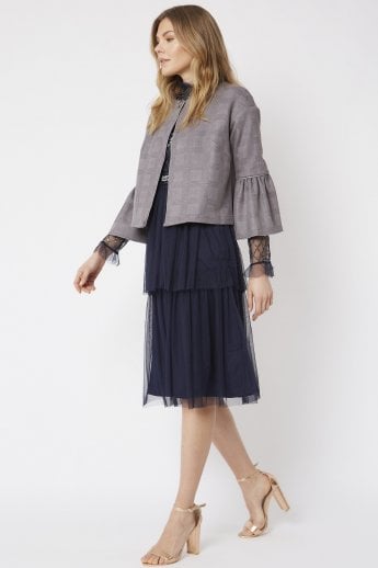 JAYLEY Grey Luxury Faux Suede Jacket