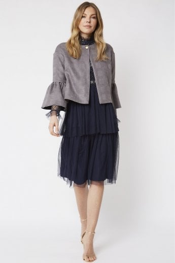JAYLEY Grey Luxury Faux Suede Jacket