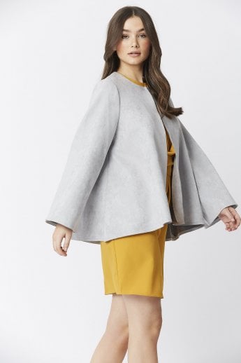 JAYLEY Grey Luxury Faux Suede Jacket