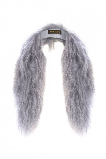 JAYLEY Grey Mongolian Fur Collar