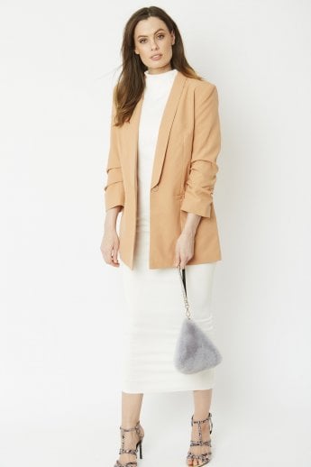 JAYLEY Grey Pyramid Faux Fur Bag