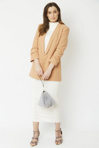 JAYLEY Grey Pyramid Faux Fur Bag