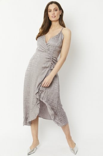 JAYLEY Grey Silk Blend Dress