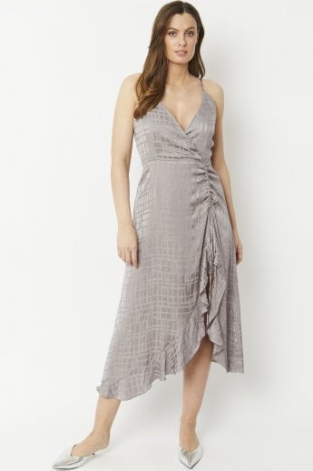 JAYLEY Grey Silk Blend Dress