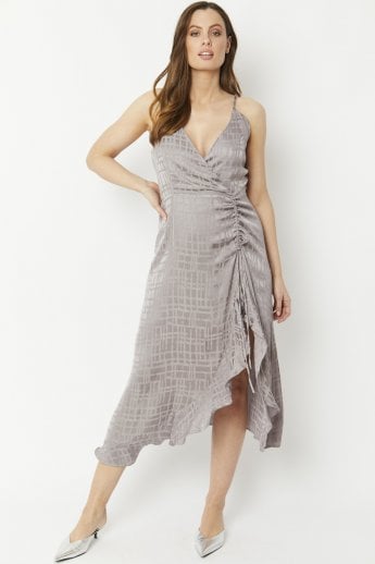 JAYLEY Grey Silk Blend Dress