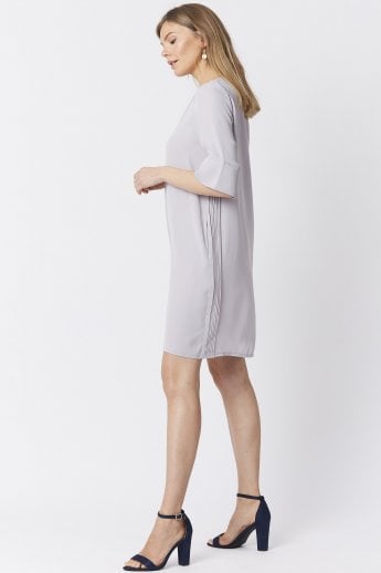 JAYLEY Grey Silk Blend Shift Dress