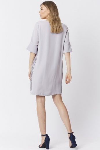 JAYLEY Grey Silk Blend Shift Dress