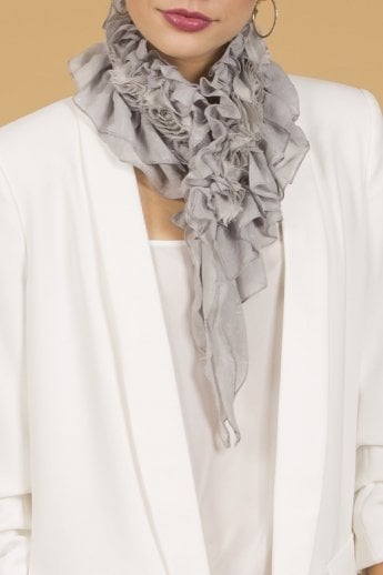 JAYLEY Grey Silk Chiffon Neck Scarf
