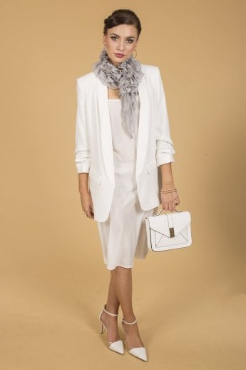 JAYLEY Grey Silk Chiffon Neck Scarf