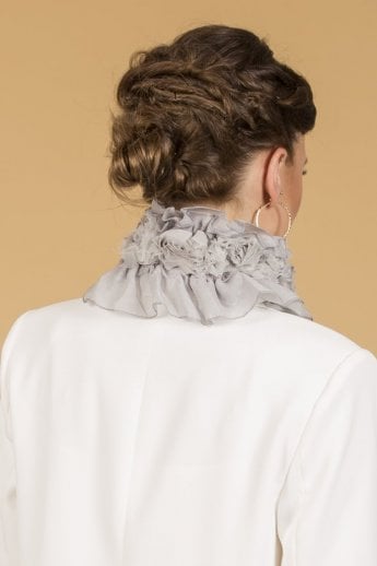 JAYLEY Grey Silk Chiffon Neck Scarf