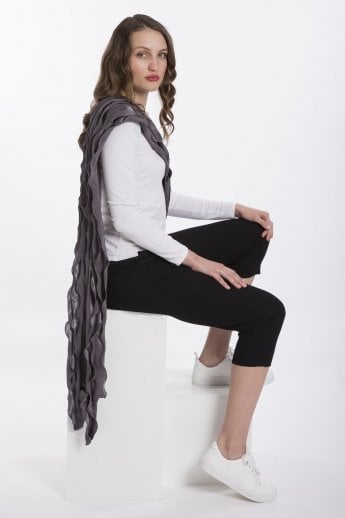 JAYLEY Grey Silk Rose Scarf