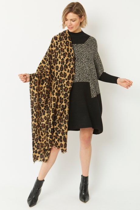 JAYLEY Grey Star Abstract Cashmere Blend Knitted Dress