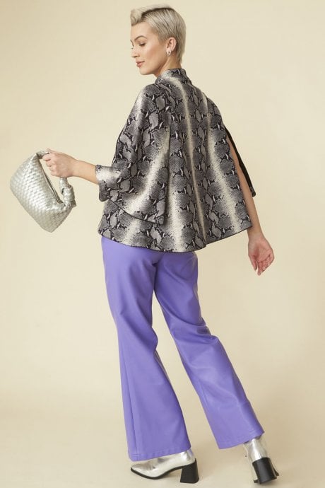 JAYLEY Grey Suedette Snakeskin Effect Cape