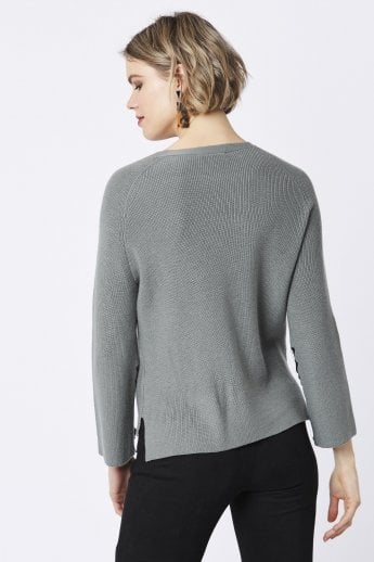 JAYLEY Grey Wool Blend Knit Jumper