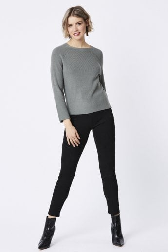 JAYLEY Grey Wool Blend Knit Jumper