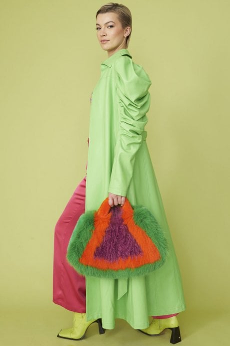 JAYLEY Hand Crafted Eco Bamboo Faux Fur Bag