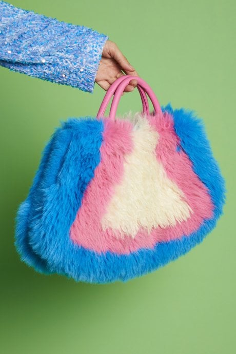 JAYLEY Hand Crafted Eco Bamboo Faux Fur Bag