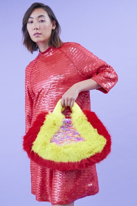 JAYLEY Hand Crafted Eco Bamboo Faux Fur Bag