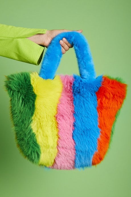 JAYLEY Hand Crafted Eco Bamboo Faux Fur Bag