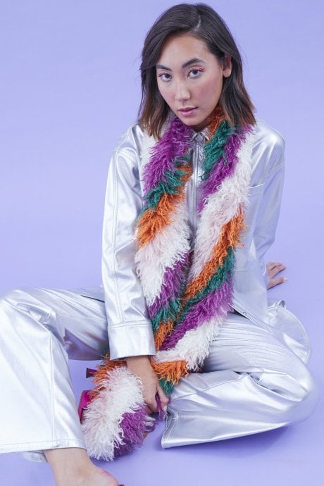 JAYLEY Hand Crafted Eco Bamboo Faux Fur Scarf